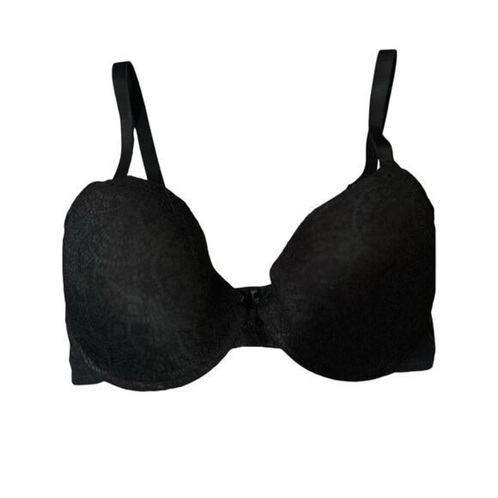 Delta Burke Bra Black Lace Full Coverage Padded Underwire Mesh Back 38D